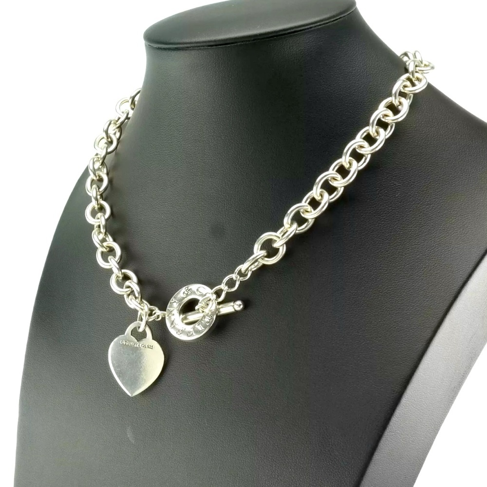 Tiffany & Co choker necklace with blank authentic heart charm gently used